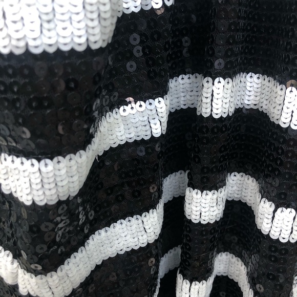 Black & White Striped Sequin Dress - Picture 5 of 5